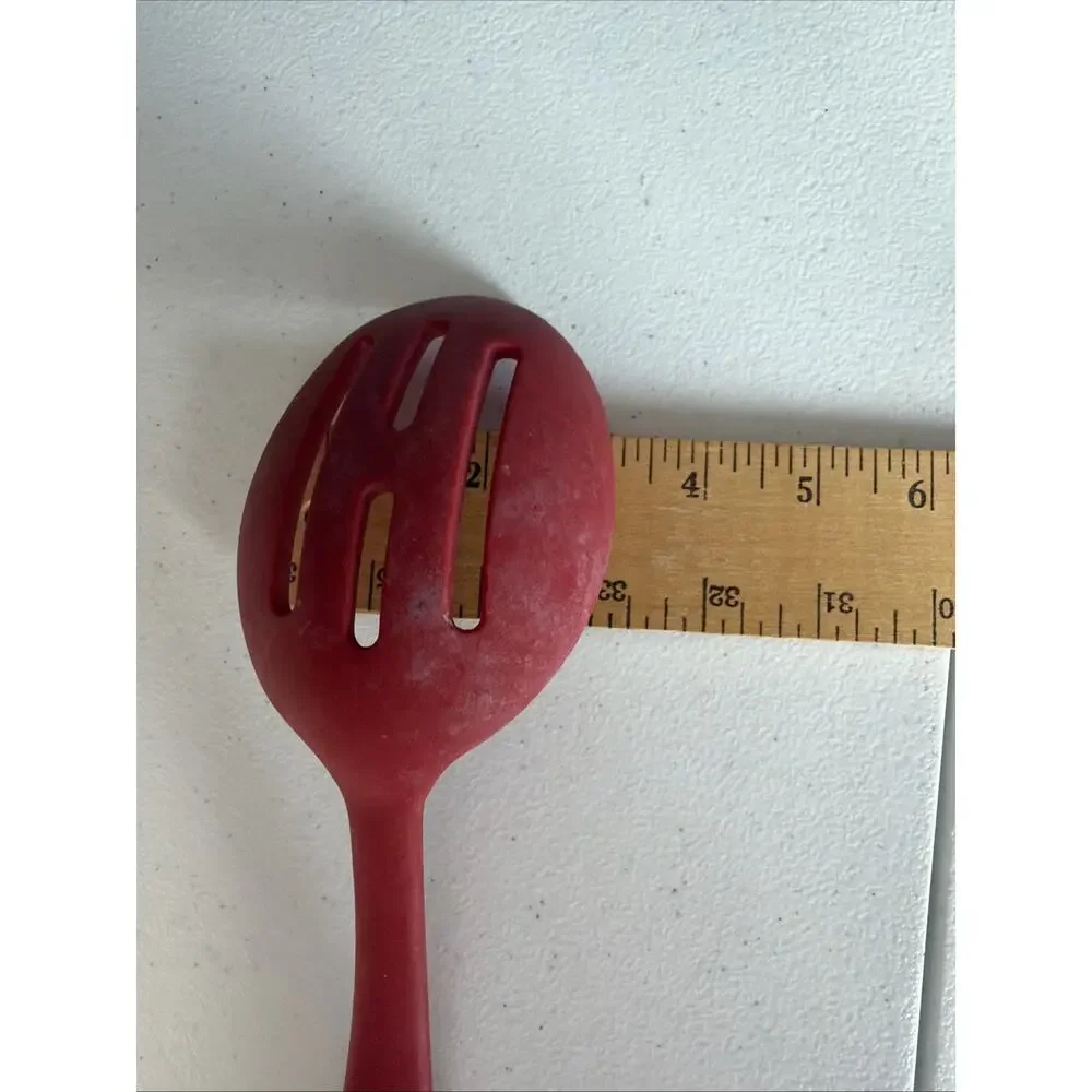 KitchenAid Slotted Spoon Skimmer Server Stir Large Red Heat Resistant 13 inch